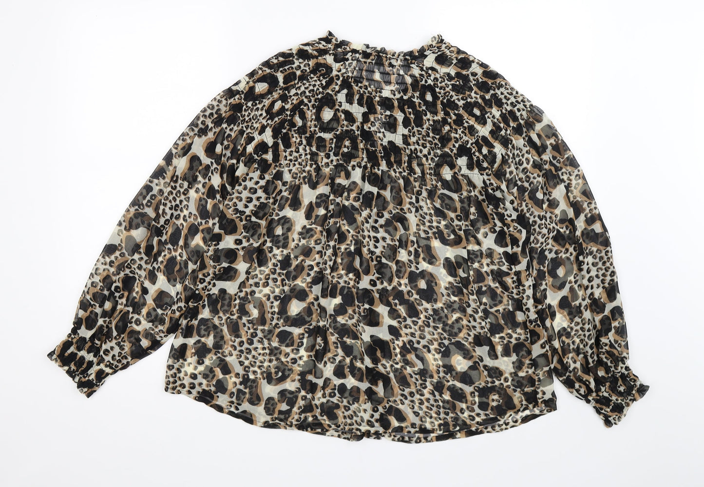 Papaya Womens Brown Polka Dot Chiffon Basic Blouse Size 8