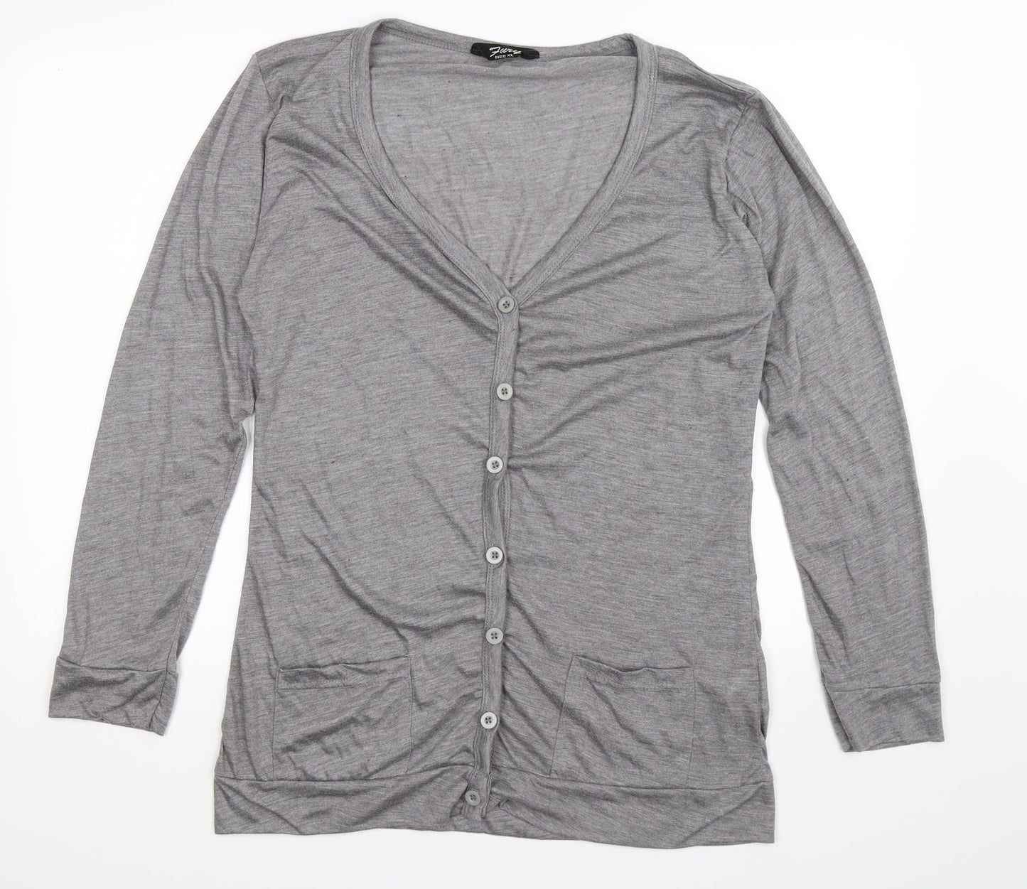 Fury Womens Grey  Knit Cardigan Jumper Size XL