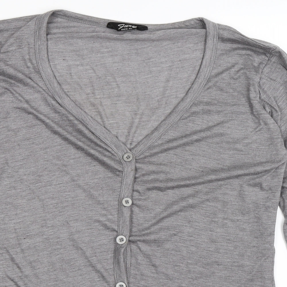 Fury Womens Grey  Knit Cardigan Jumper Size XL