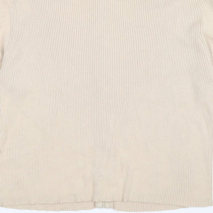 Editions Womens Beige Striped  Full Zip Jumper Size 18