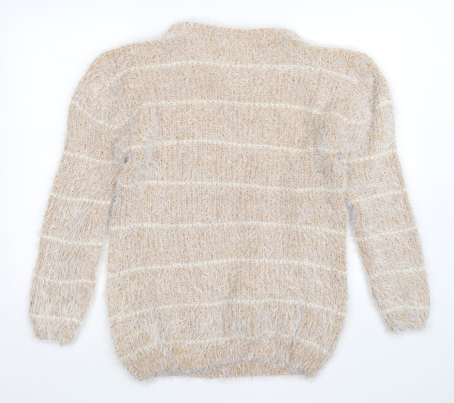 buisdaei Womens Beige Striped Knit Pullover Jumper Size XL