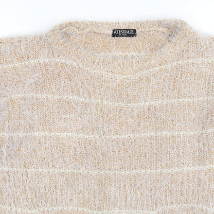 buisdaei Womens Beige Striped Knit Pullover Jumper Size XL