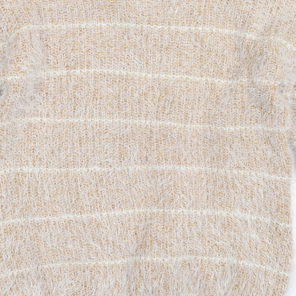 buisdaei Womens Beige Striped Knit Pullover Jumper Size XL