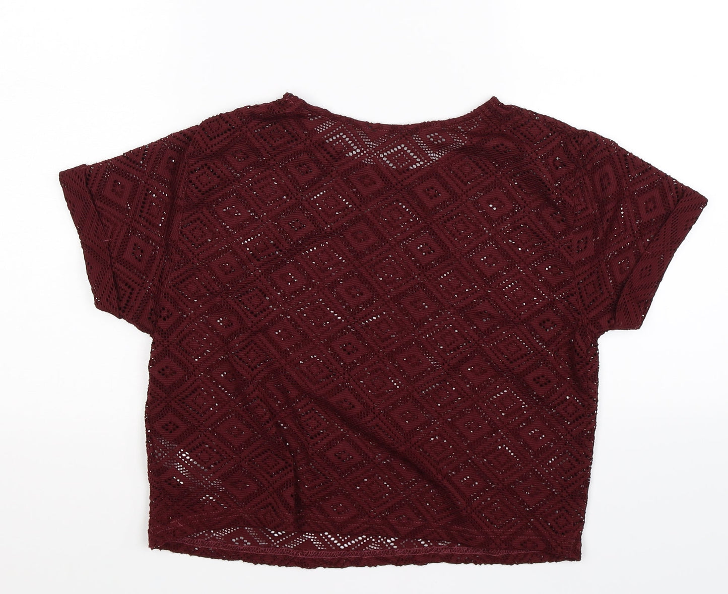 New Look Girls Red Floral Corduroy Cropped T-Shirt Size 12-13 Years