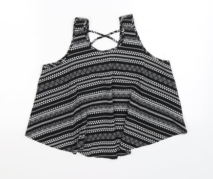 Young Dimension Girls Black Geometric Satin Basic T-Shirt Size 12-13 Years