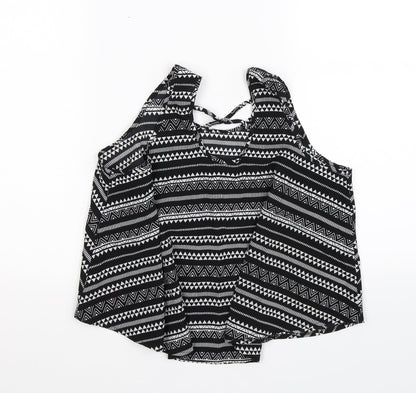 Young Dimension Girls Black Geometric Satin Basic T-Shirt Size 12-13 Years