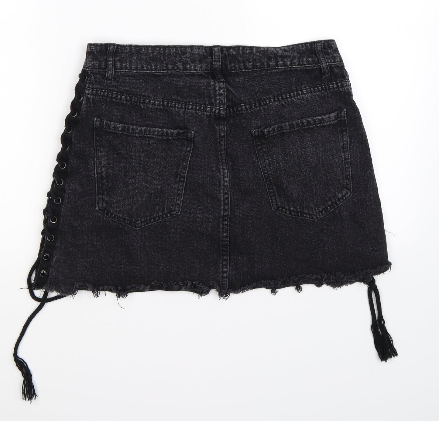 FOREVER 21 Womens Black  Denim Skater Skirt Size S