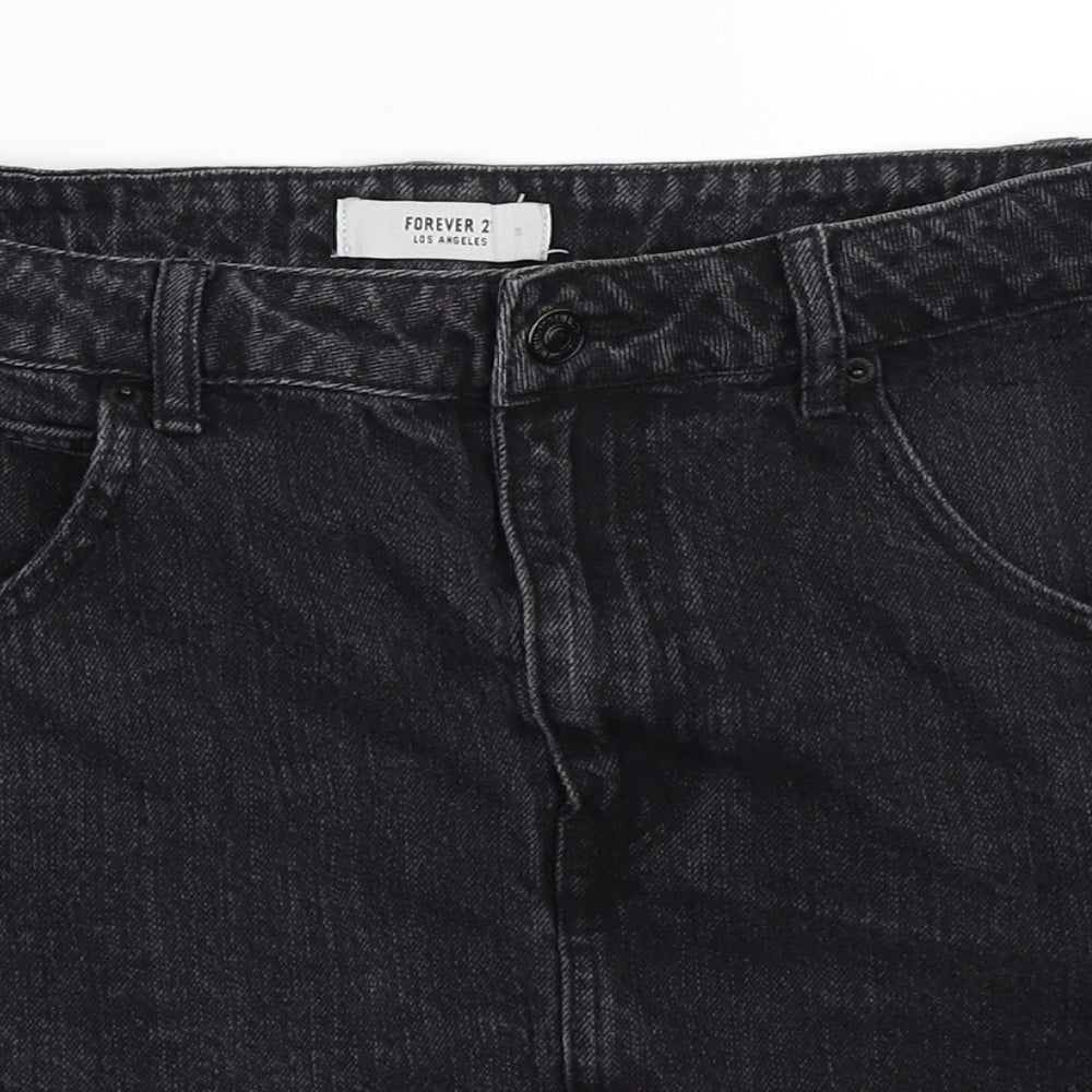 FOREVER 21 Womens Black  Denim Skater Skirt Size S