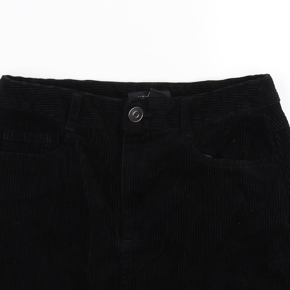 New Look Womens Black Striped Corduroy A-Line Skirt Size 8