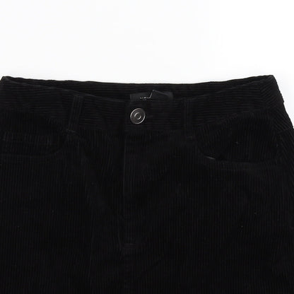 New Look Womens Black Striped Corduroy A-Line Skirt Size 8