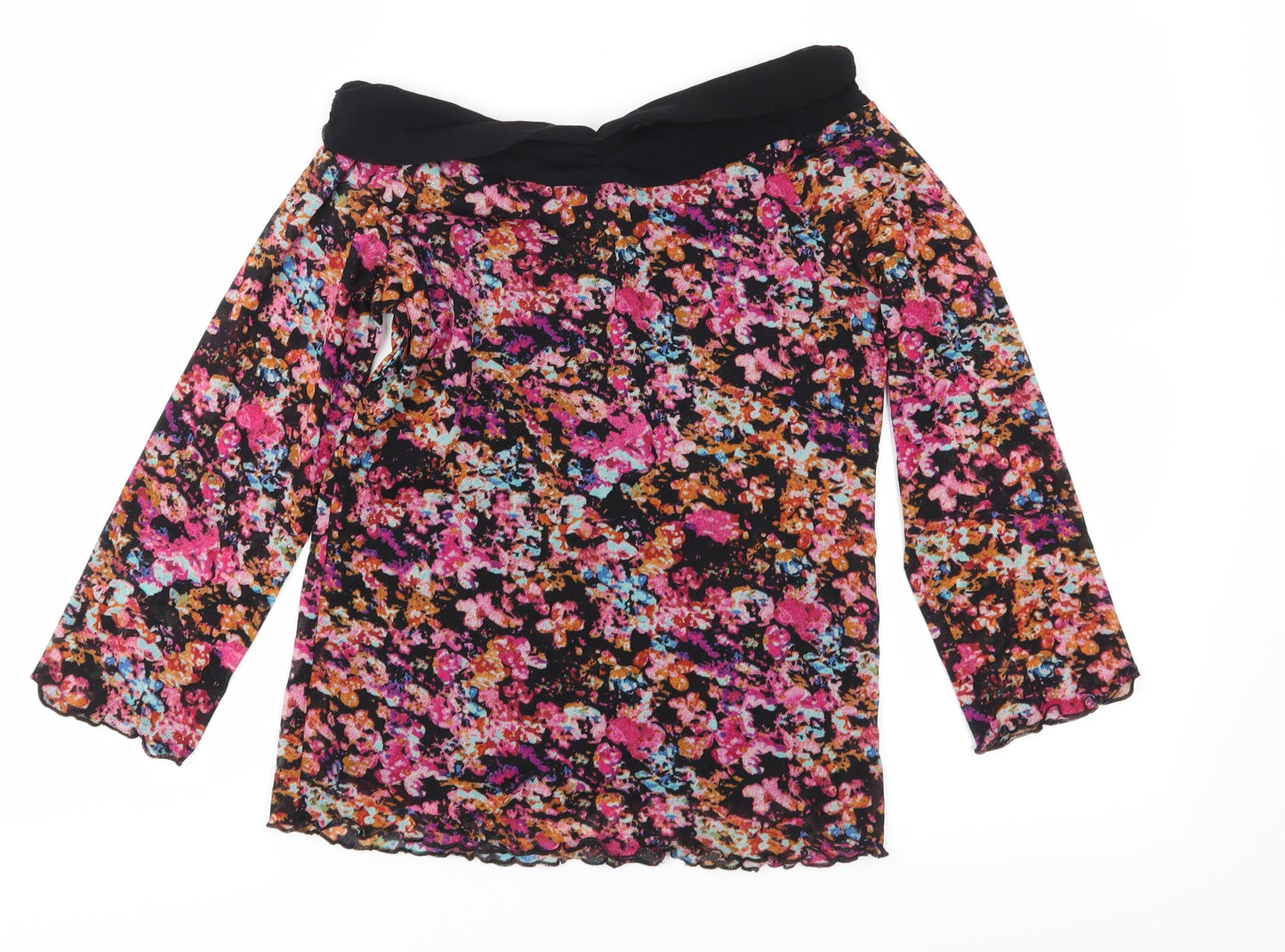 Per Una Womens Pink Floral Mesh Basic Blouse Size 14