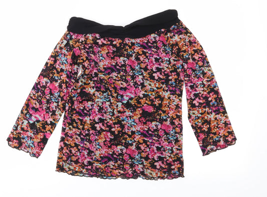 Per Una Womens Pink Floral Mesh Basic Blouse Size 14