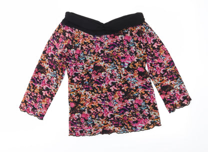 Per Una Womens Pink Floral Mesh Basic Blouse Size 14