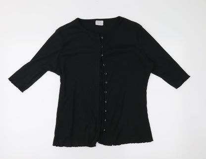 Agenda Womens Black  Knit Cardigan Jumper Size 12