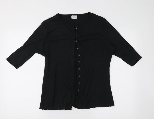 Agenda Womens Black  Knit Cardigan Jumper Size 12