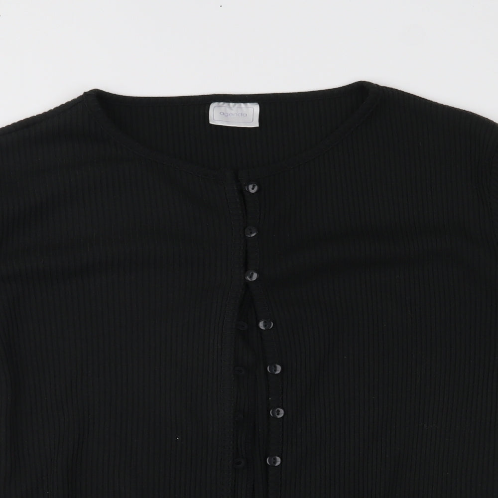 Agenda Womens Black  Knit Cardigan Jumper Size 12