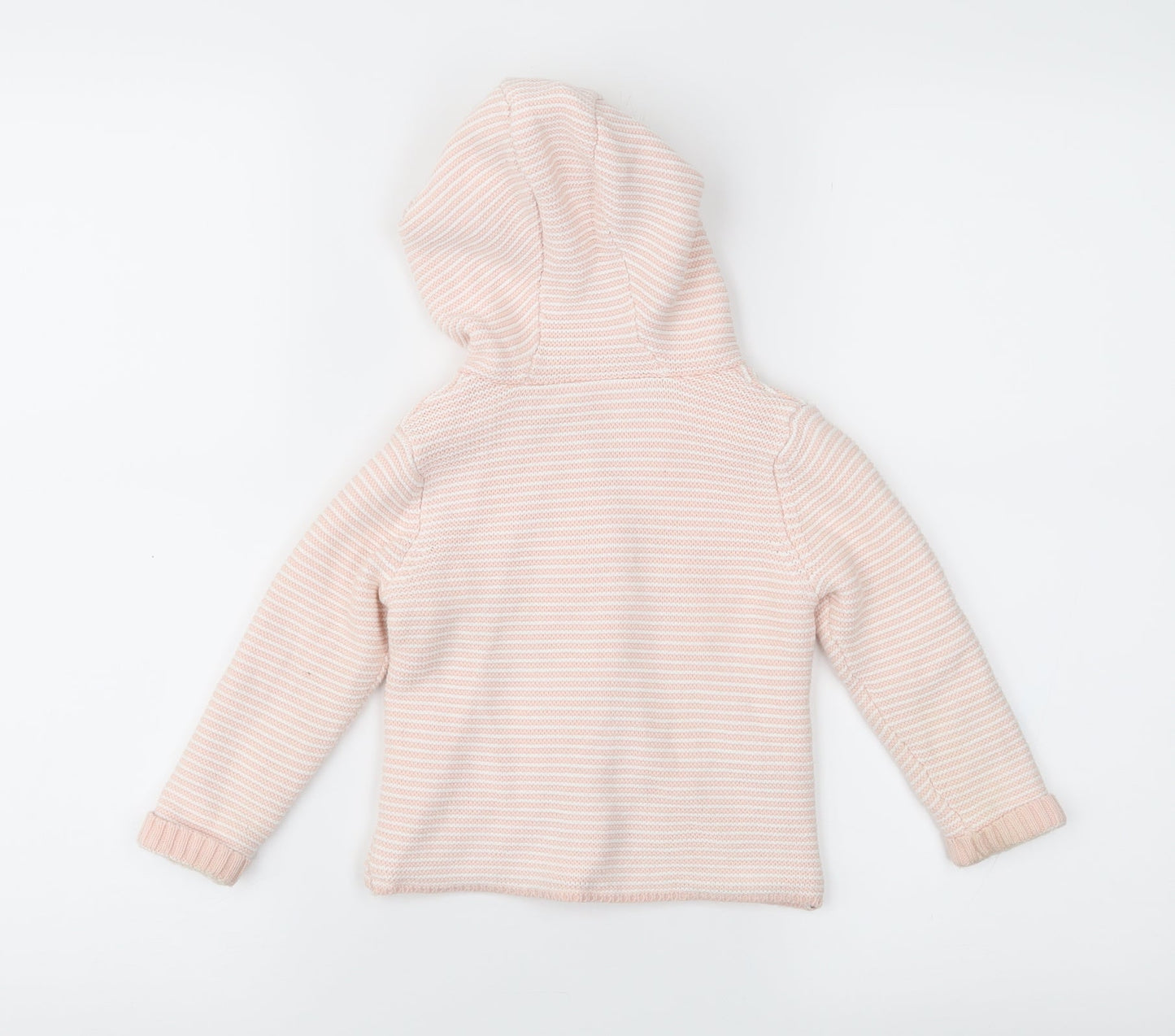 F&F Girls Pink Striped  Parka Jacket Size 9-12 Months