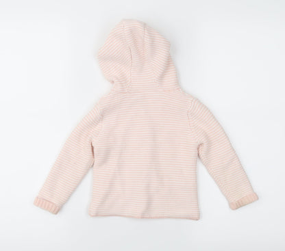 F&F Girls Pink Striped  Parka Jacket Size 9-12 Months