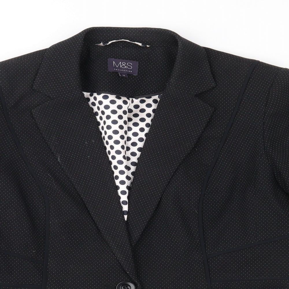 Marks and Spencer Womens Black Polka Dot  Jacket Suit Jacket Size 10