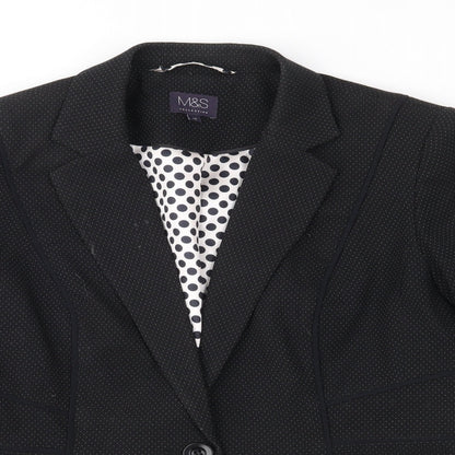 Marks and Spencer Womens Black Polka Dot  Jacket Suit Jacket Size 10