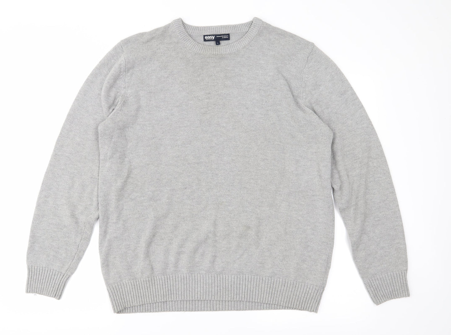 Easy Mens Grey  Knit Pullover Jumper Size L