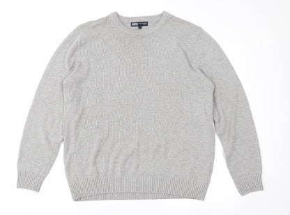 Easy Mens Grey  Knit Pullover Jumper Size L