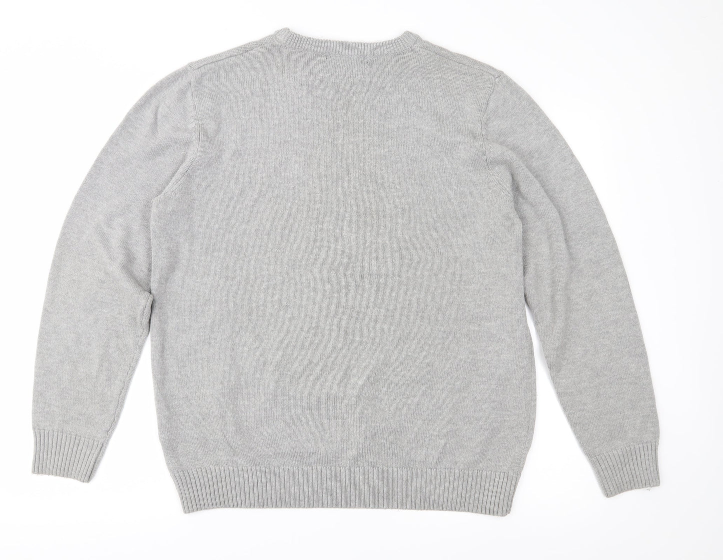 Easy Mens Grey  Knit Pullover Jumper Size L