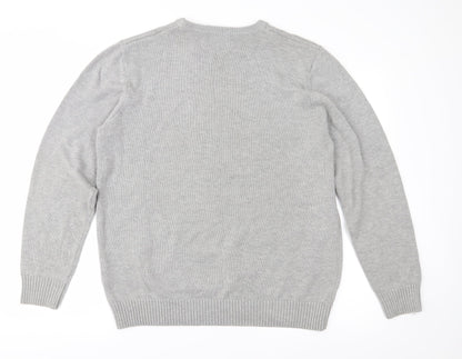 Easy Mens Grey  Knit Pullover Jumper Size L