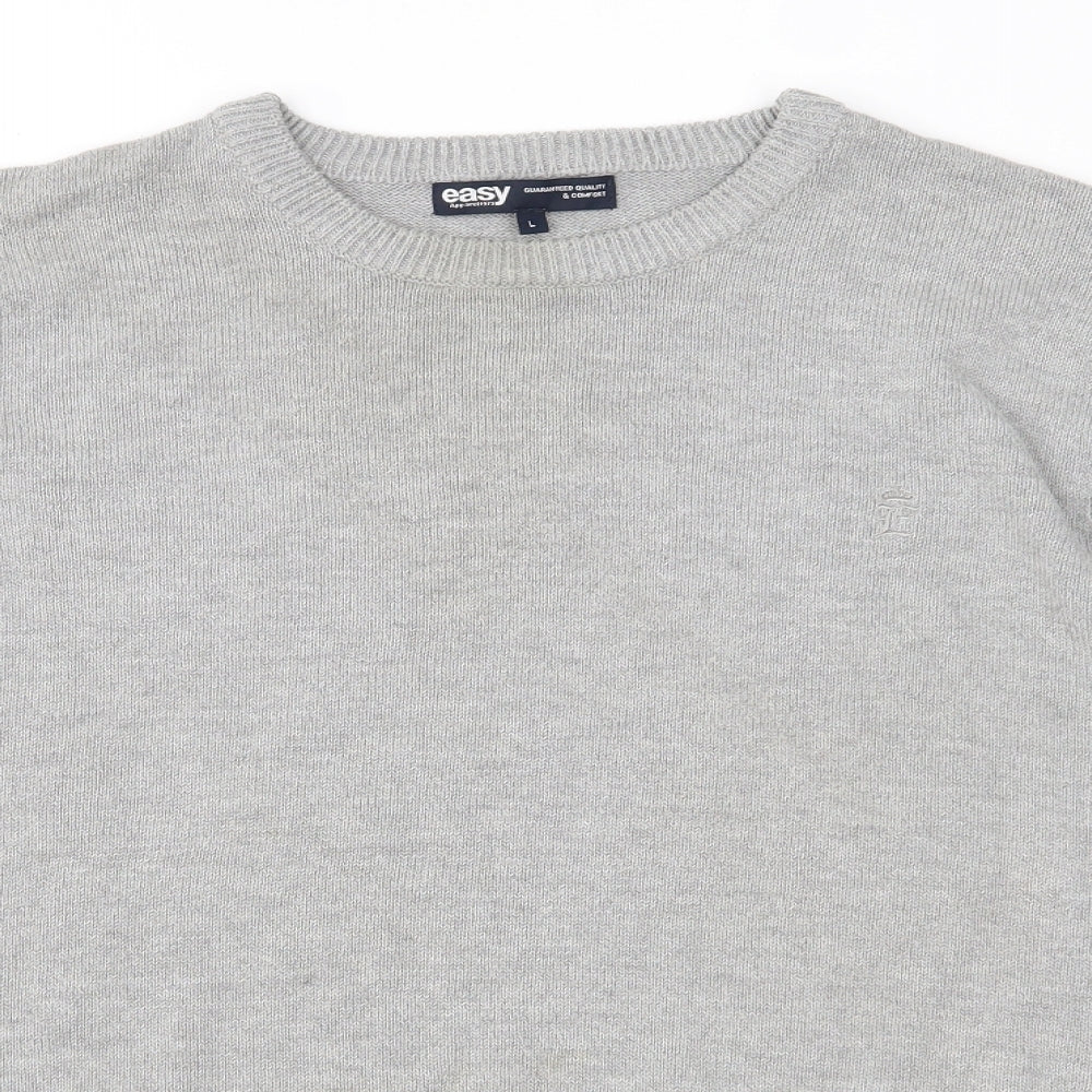 Easy Mens Grey  Knit Pullover Jumper Size L