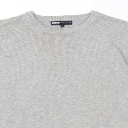 Easy Mens Grey  Knit Pullover Jumper Size L
