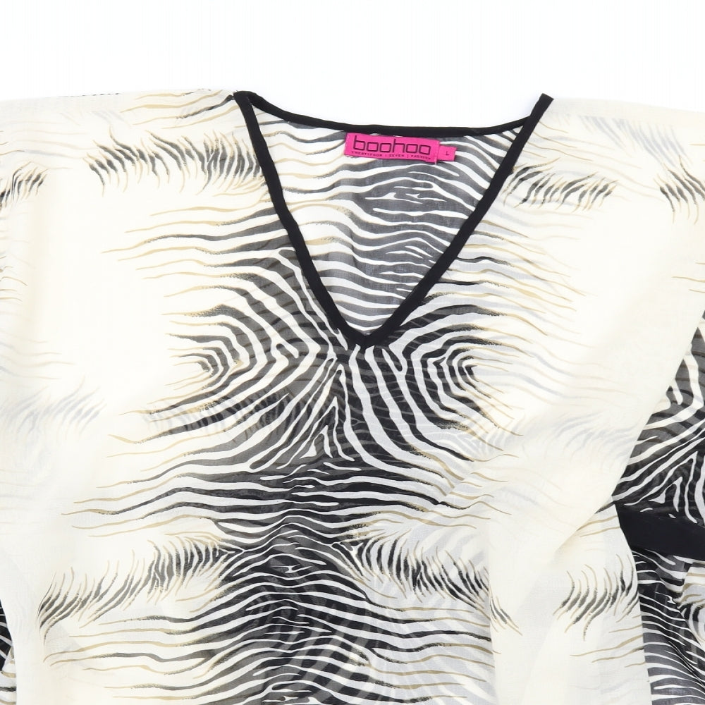 Womens UK Size L Boohoo Ivory Tunic Blouse