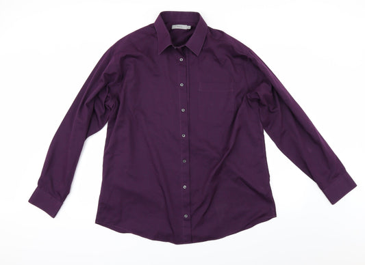 Mens UK Size 16.5 Marks and Spencer Red  Button-Up Long Sleeve Casual Shirt