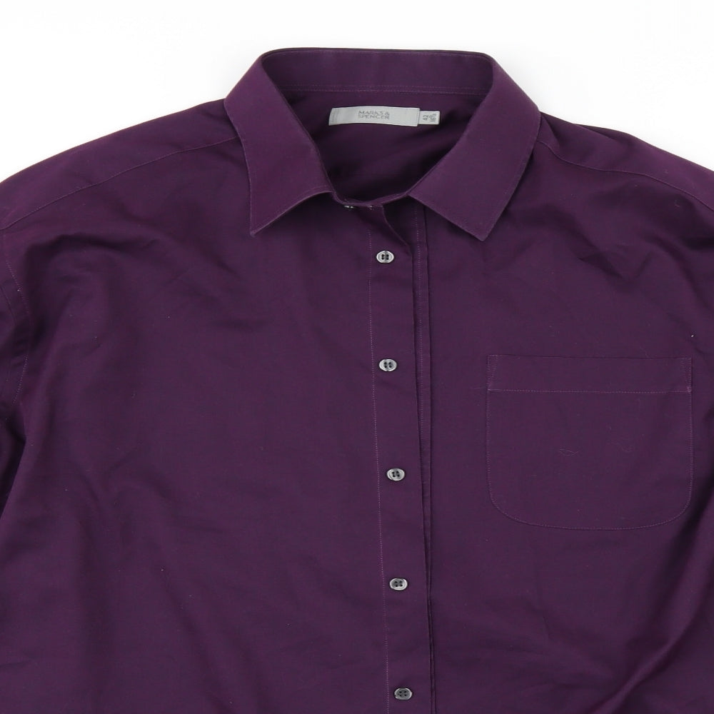 Mens UK Size 16.5 Marks and Spencer Red  Button-Up Long Sleeve Casual Shirt