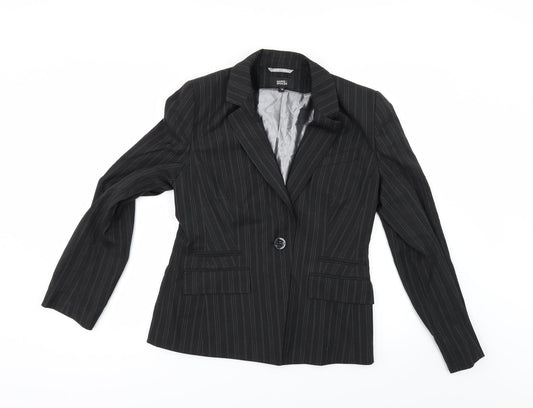 Marks and Spencer Womens Black Striped  Jacket Suit Jacket Size 12