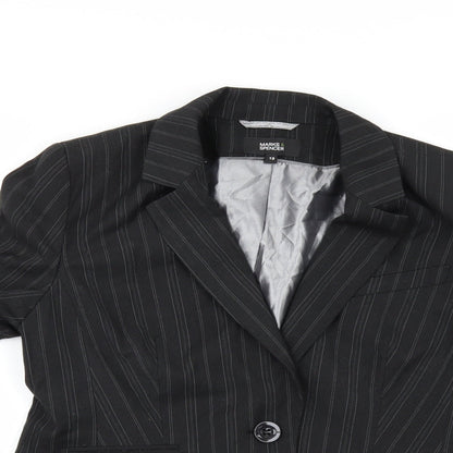 Marks and Spencer Womens Black Striped  Jacket Suit Jacket Size 12