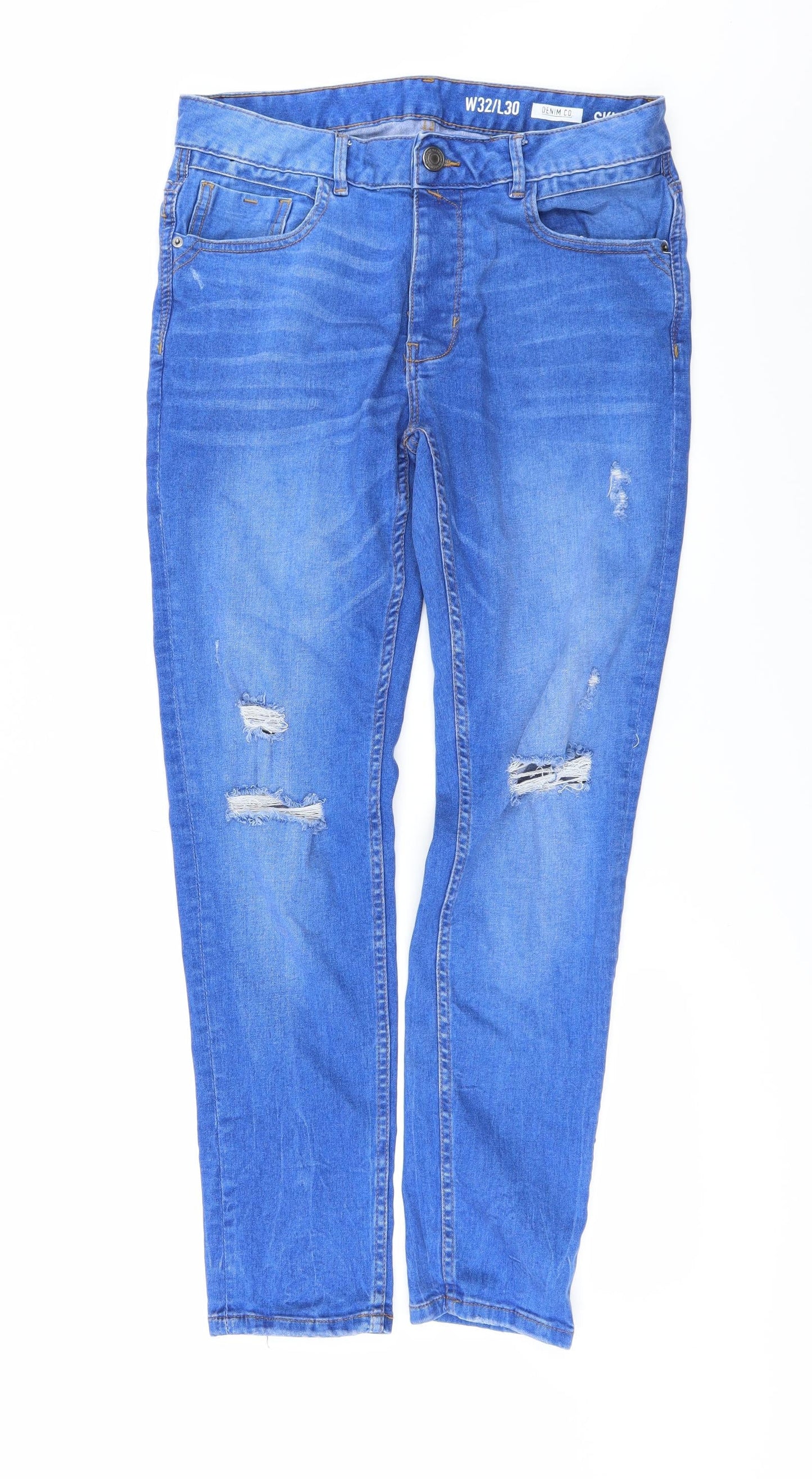 Mens UK Size 32 in Denim & Co. Regular Fit Skinny Blue Jeans