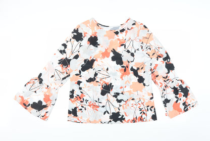 Avon Womens White Floral  Basic Blouse Size 10