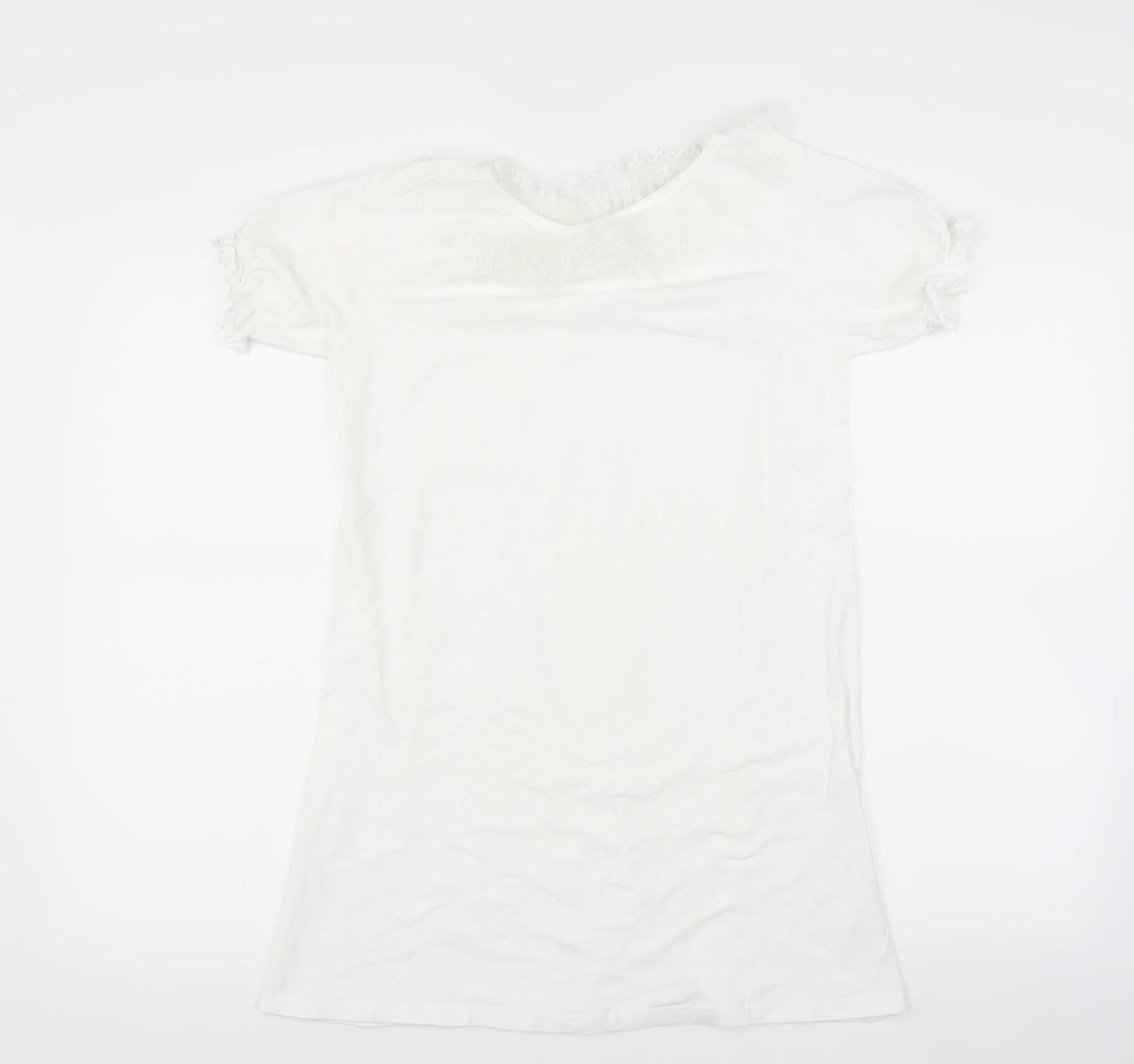 Preworn Girls White   T-Shirt Dress  Size 12 Years