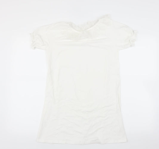 Preworn Girls White   T-Shirt Dress  Size 12 Years