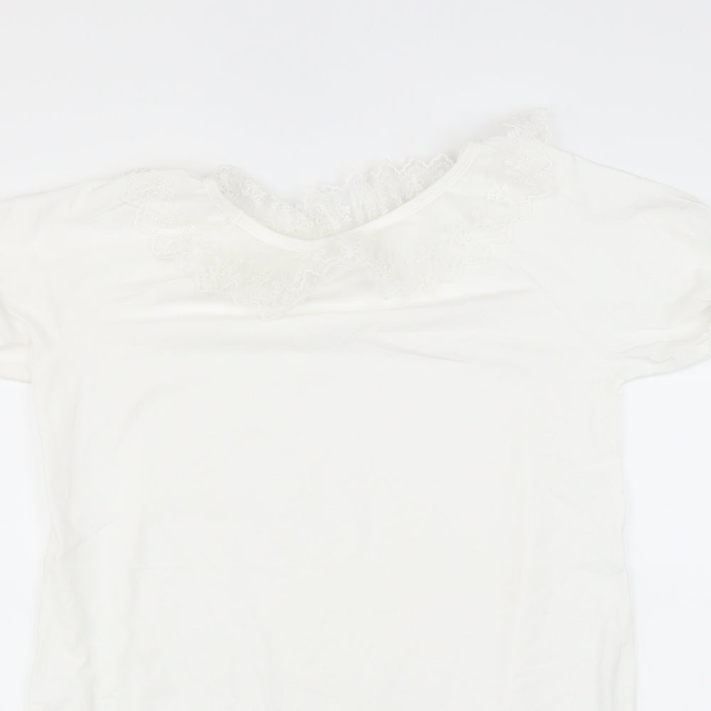 Preworn Girls White   T-Shirt Dress  Size 12 Years