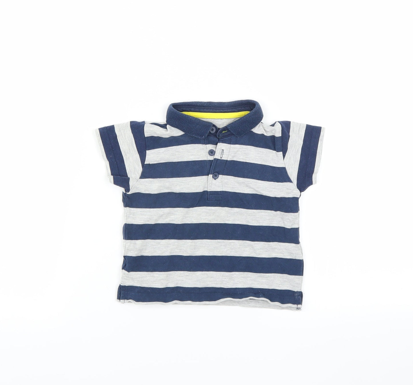 Marks and Spencer Boys Blue Striped  Basic T-Shirt Size 3-6 Months