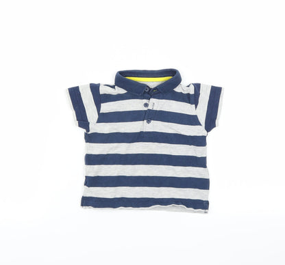 Marks and Spencer Boys Blue Striped  Basic T-Shirt Size 3-6 Months