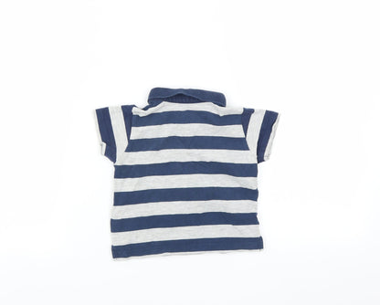 Marks and Spencer Boys Blue Striped  Basic T-Shirt Size 3-6 Months