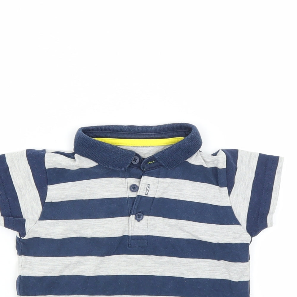 Marks and Spencer Boys Blue Striped  Basic T-Shirt Size 3-6 Months