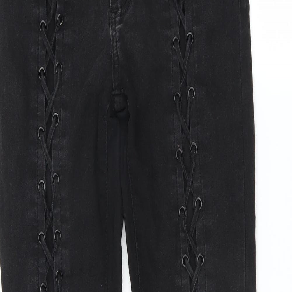 S Womens Black  Denim Skinny Jeans Size 26 in L28 in - TIE SIDED DETAIL