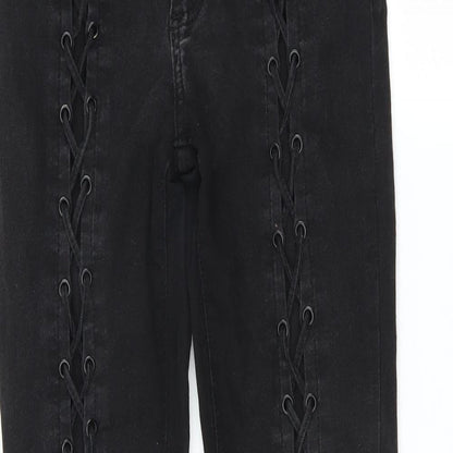 S Womens Black  Denim Skinny Jeans Size 26 in L28 in - TIE SIDED DETAIL