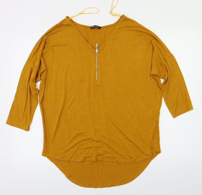 Womens UK Size 12 Select Yellow Basic T-Shirt