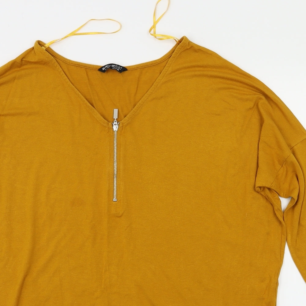 Womens UK Size 12 Select Yellow Basic T-Shirt