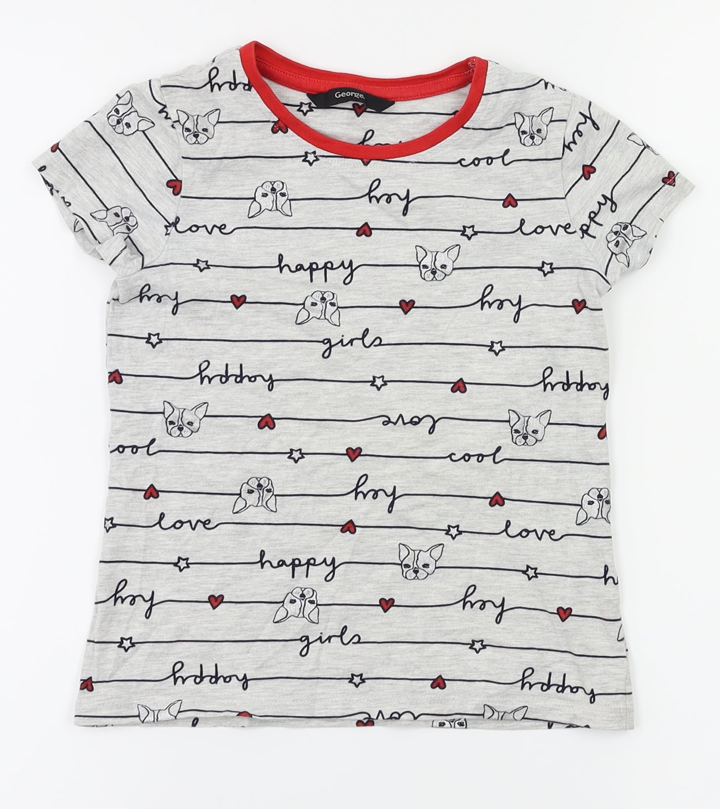 George Girls Grey Animal Print  Basic T-Shirt Size 5-6 Years