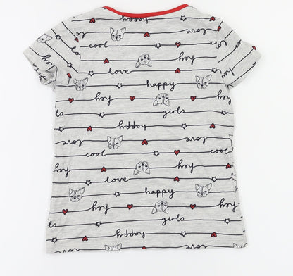 George Girls Grey Animal Print  Basic T-Shirt Size 5-6 Years